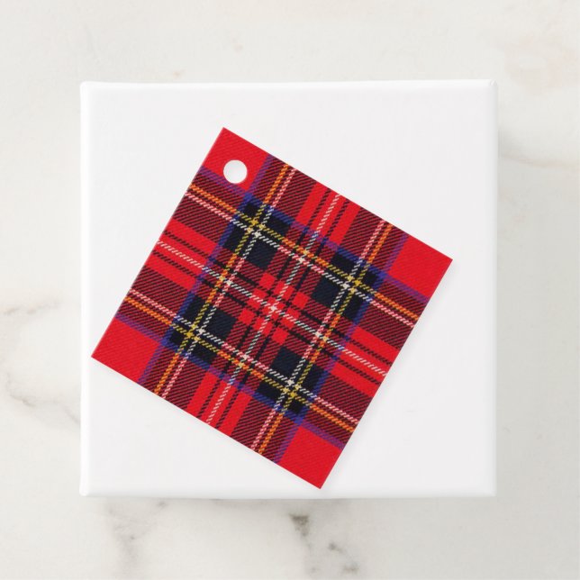 Etiquetas Para Lembrancinhas Xadrez vermelha de Stewart tartan (In Situ)