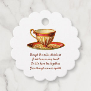 Etiquetas Para Lembrancinhas Xícara de chá vermelho editável em uma bolsa de ch