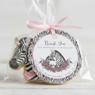 Etiquetas Para Lembrancinhas Zebra Menina Bebê Floral Safari Chá de Bebê Agrade
