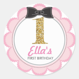 Etiquetas para o 1º aniversário, azuis e Douradas