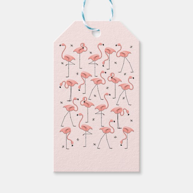 Etiquetas para presente de Flamingos Rosa (Frente)