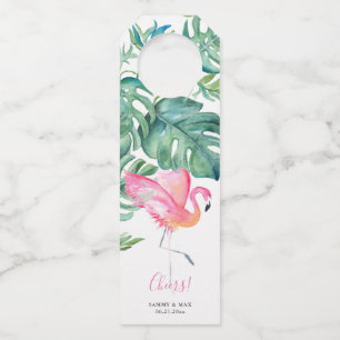 Etiquetas para Presente de Vinho Flamingo Rosa