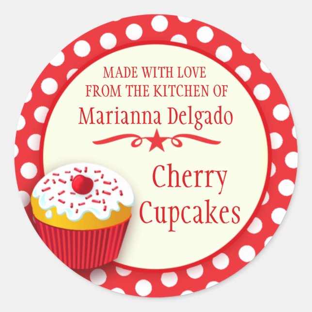 Etiquetas para presentear com cupcake vermelho red (Frente)