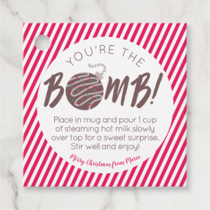 Etiquetas para presentes da bomba de chocolate que