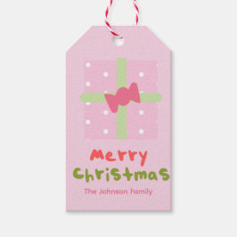 Etiquetas para presentes da família rosa de Natal