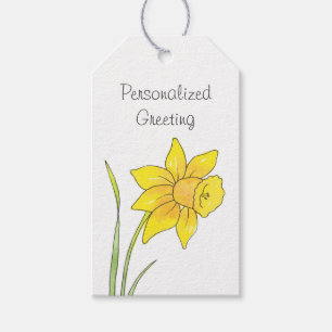Etiquetas para presentes de Daffodil da Watercolor