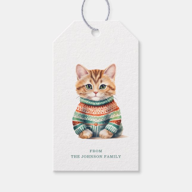 Etiquetas para presentes de gato natalino (Frente)