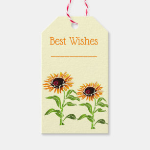 Etiquetas para presentes de girassol