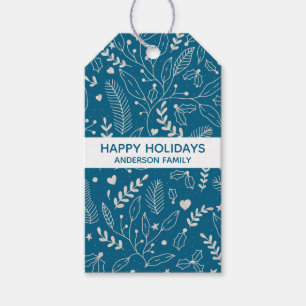 Etiquetas para presentes de Natal Botânico branco