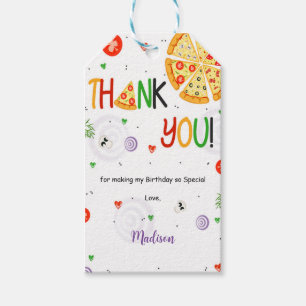 Etiquetas para presentes de pizza laranja e vermel