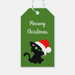 Etiquetas para presentes do Gatinho de Natal preto