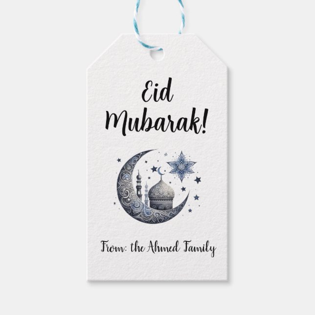 Etiquetas para presentes Eid Mubarak personalizada (Frente)
