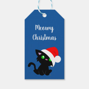 Etiquetas para presentes no Gatinho de Natal preto