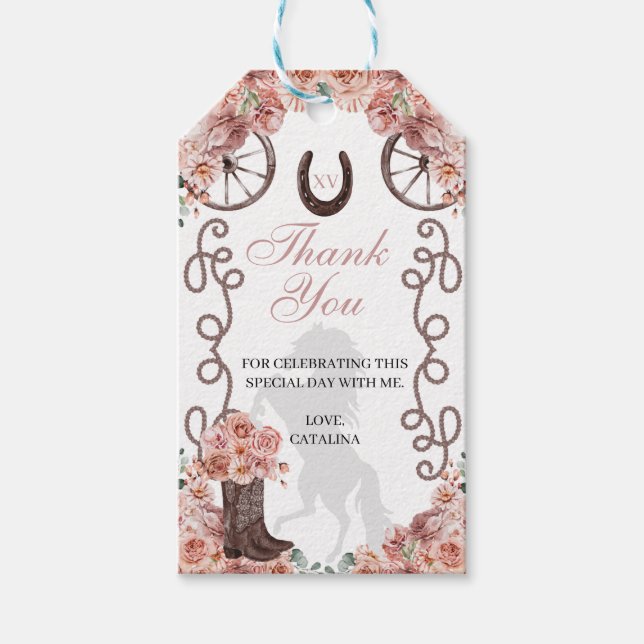 Etiquetas para presentes no Ranchero Quinceanera,  (Frente)