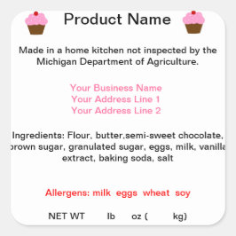 Etiquetas para produtos com Comida genérica de alg