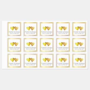 Etiquetas Para sempre, dois corações de ouro falsos casament