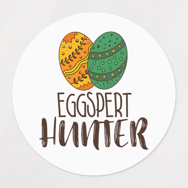 Etiquetas Páscoa Pun Eggspert Hunter Humor Engraçado Citação (Design 1)