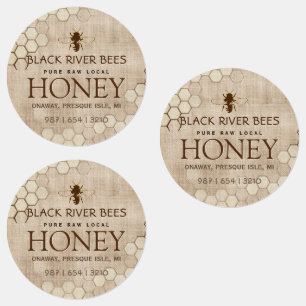 Etiquetas Patch de Negócios Apiary com favos de mel e abelh