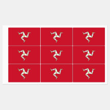 Etiquetas Patrióticas com bandeira da Ilha de Man