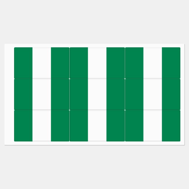 Etiquetas Patrióticas com bandeira da Nigéria (Folha)