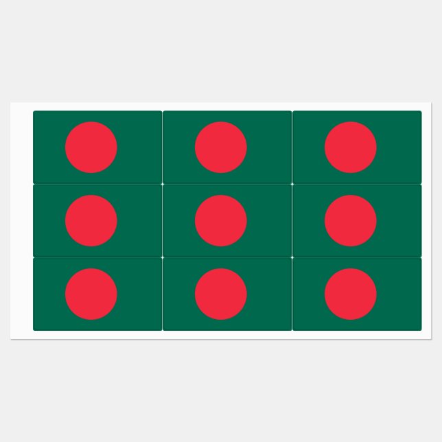 Etiquetas patrióticas com bandeira de Bangladesh (Folha)