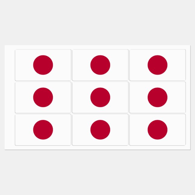 Etiquetas patrióticas com bandeira do Japão (Folha)