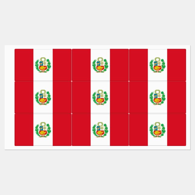 Etiquetas Patrióticas com bandeira do Peru (Folha)