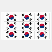 Etiquetas patrióticas com pavilhão da Coreia do Su