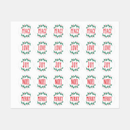 Etiquetas Paz, Amor, Joy, Noel, & Feliz Stickers & Labs