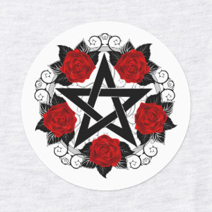 Etiquetas Pentagrama com Rosas vermelhas
