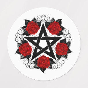Etiquetas Pentagrama com Rosas vermelhas