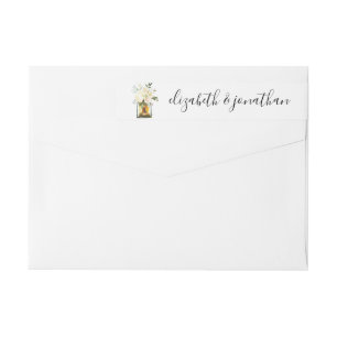 Etiquetas Peônias brancas elegantes & casamento floral da