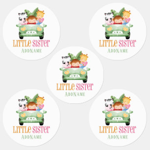 Etiquetas Pequena Irmã Selva Safari Animais Amigos no Carro
