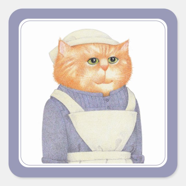 Etiquetas Pequenas Quadradas COOK CAT (Frente)