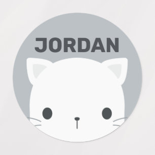 Etiquetas Pequeno Gato Bonito com Nome Personalizado