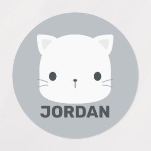 Etiquetas Pequeno Gato Bonito com Nome Personalizado