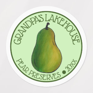 Etiquetas Peras de Fruta Verde De Pera De Verão Enlatadas Po