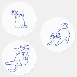 Etiquetas Personagem de Gato Branco Fofo e Divertido