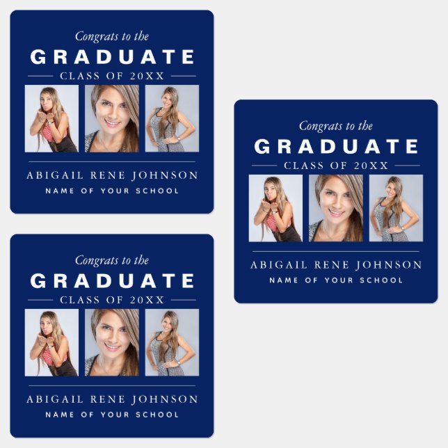 Etiquetas Personalização da Colagem de Fotos de Graduação Az (Grupo)