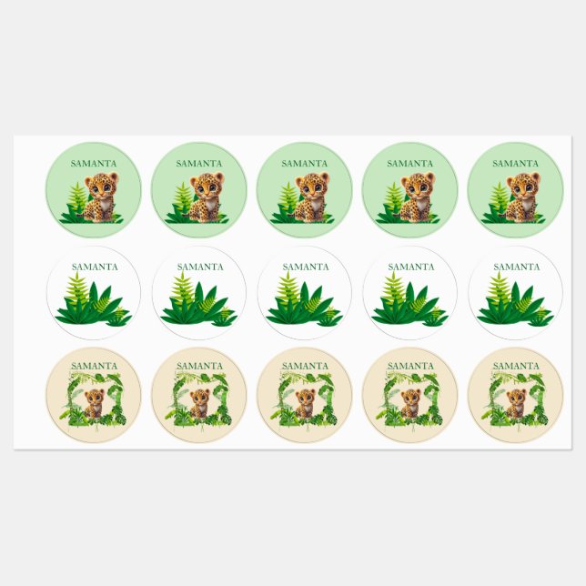 Etiquetas Personalizadas de Leopardo Impermeáveis  (Folha)