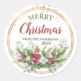 Etiquetas personalizadas de Natal Floral