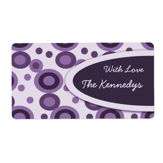 Etiquetas Personalizadas de Pontos Retro Roxos (Frente)