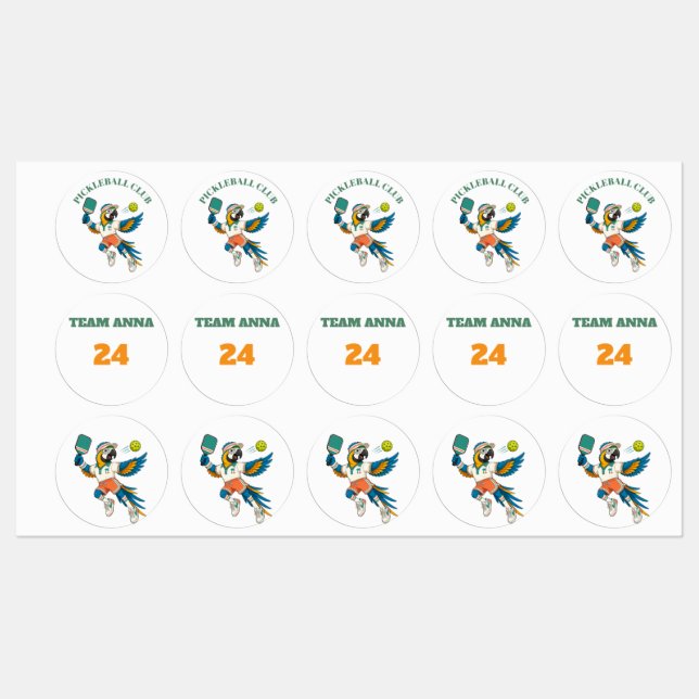Etiquetas Personalizadas para Clube de Pickleball  (Folha)