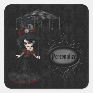 Etiquetas personalizadas preto da menina do gótic