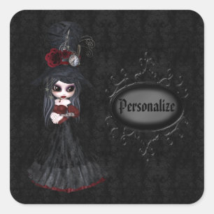 Etiquetas personalizadas preto da menina do gótic