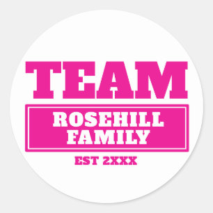 Etiquetas personalizadas rosa da família da equip