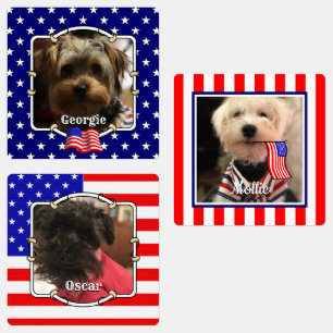 Etiquetas Personalizado 3 Fotos EUA Bandeira Americana Cute