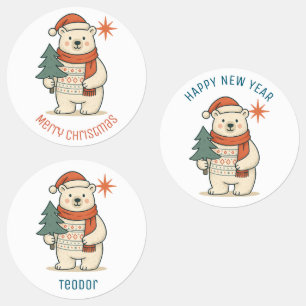 Etiquetas Personalizado Urso Polar Natal Escandinavo Fofo