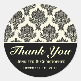 Etiquetas personalizáveis de Ivory e Black Damask
