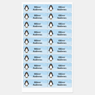 Etiquetas Pinguim em rótulos de nomes de neve para creche o